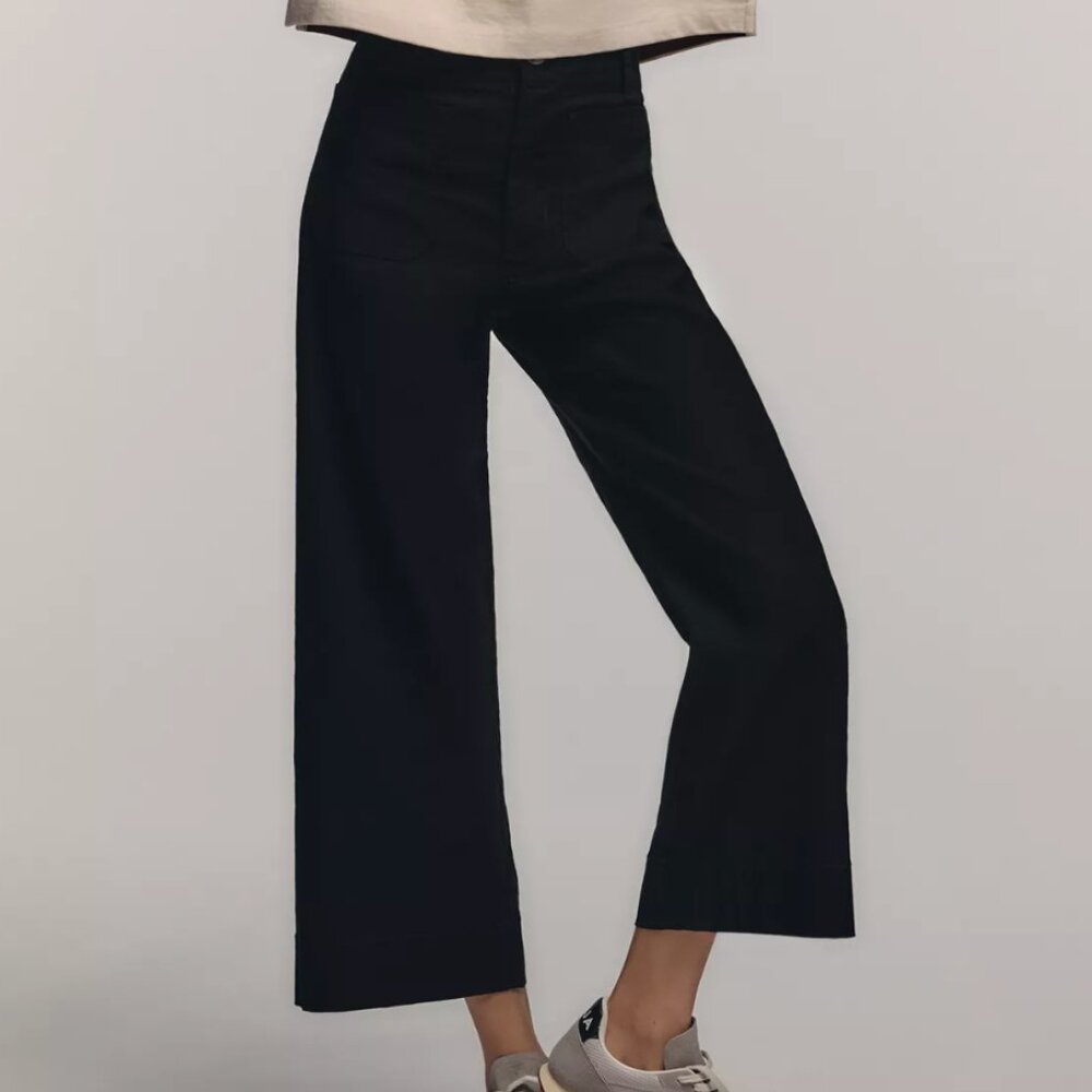NWOT Anthropologie The Colette Cropped Wide-Leg Pants by Maeve Black Size 30